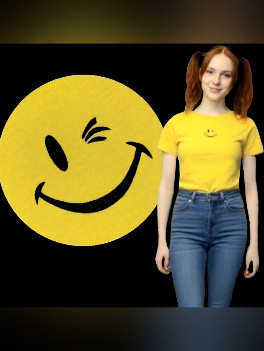 Vtg 90s Y2K Joe Boxer yellow winking smiley face short sleeve fitted tshirt M